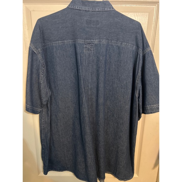 Wolverine Denim Shirt Mens XXL Short Sleeve Button Up Workwear Pockets‎ Blue - Picture 3 of 3